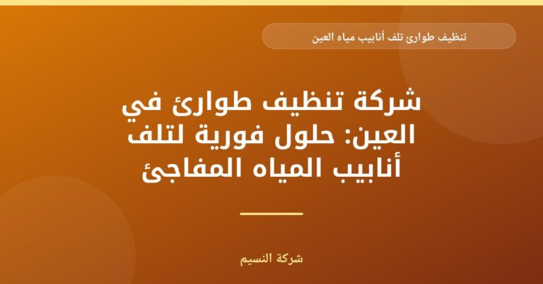 تنظيف طوارئ تلف أنابيب مياه العين