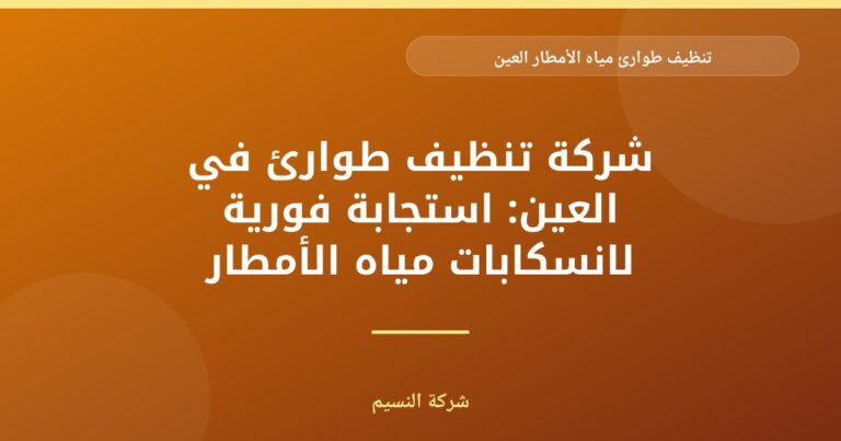تنظيف طوارئ مياه الأمطار في العين: استجابة سريعة لحماية ممتلكاتك